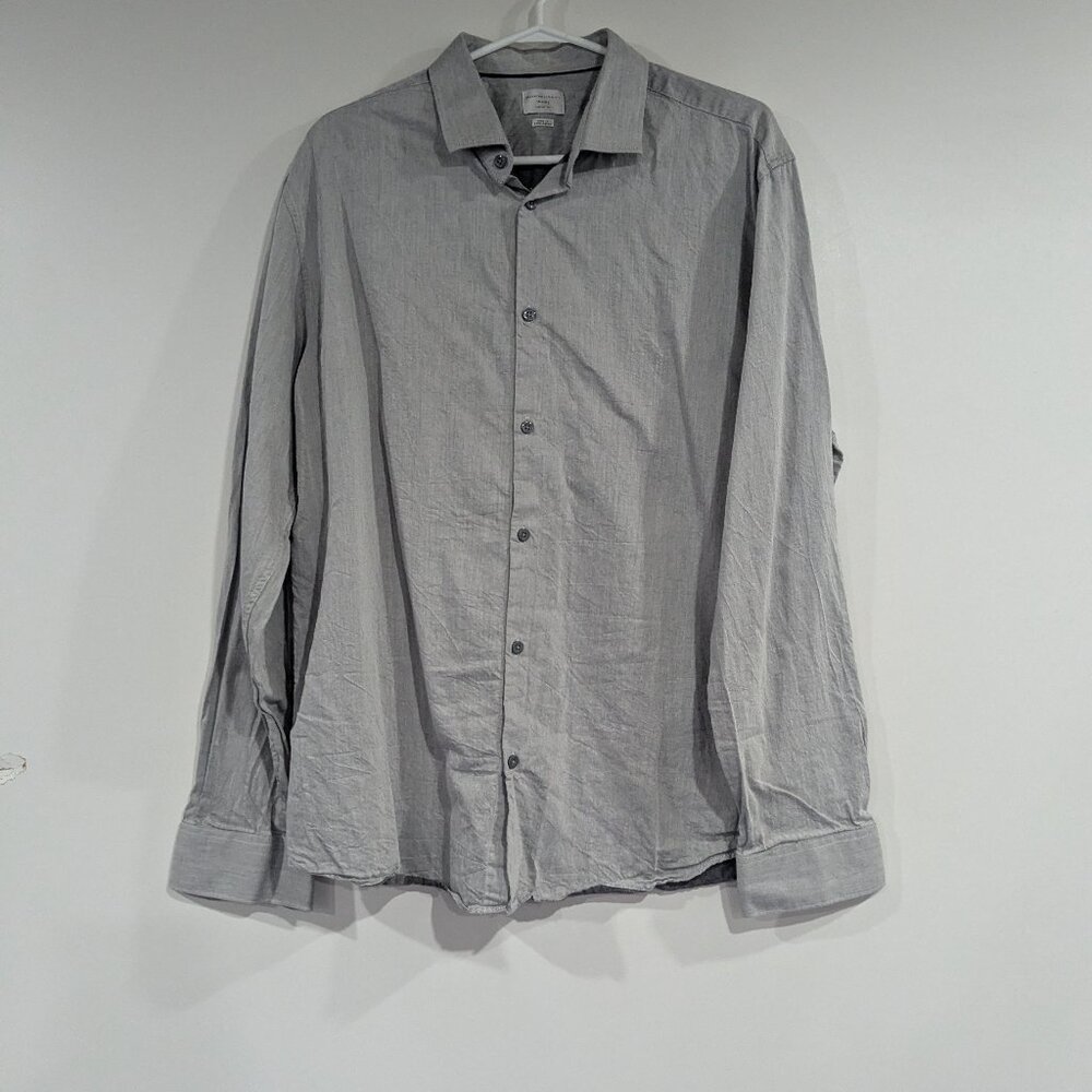 *3/$10* Selected Homme Identity Regular Fit Button Up Dress Shirt Grey Size XXL